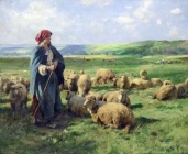 Жюльєн Дюпре Молода пастушка спостерігає за стадом.jpg